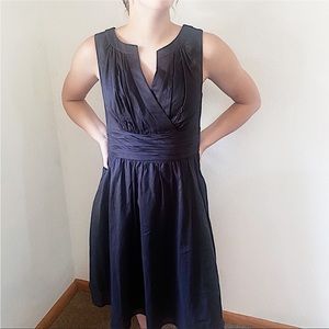 White House Black Market Perfect Black Faux Wrap Knee Length Midi Dress